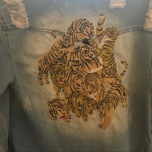 FreePeople denim tiger shirt